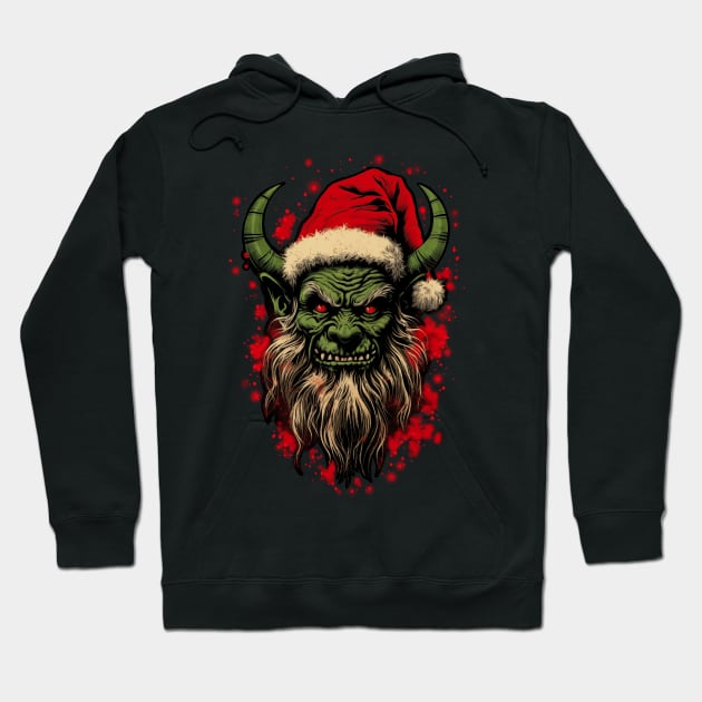 Vintage Krampus Christmas Holiday Horror Graphic Hoodie by AtomicMadhouse